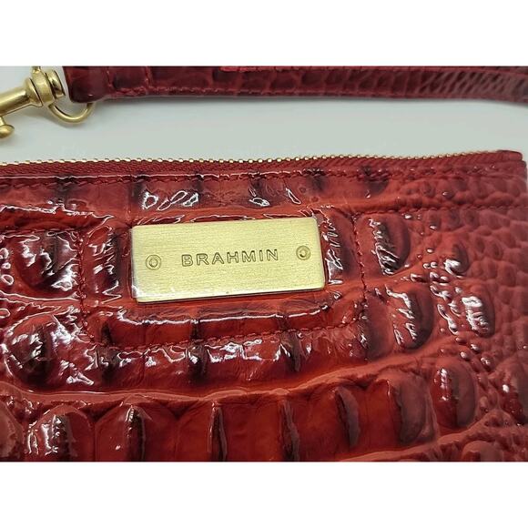 BRAHMIN Melbourne Betty Lacquer Red Glossy Zip Wristlet Clutch Red NWOT Has Card - Picture 4 of 16